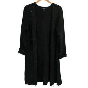 Cristina Ehrlich Black Knit Open Front Cardigan Sweater M
